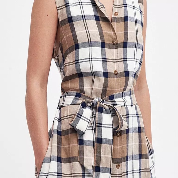 NWT Barbour Plaid Tartan Caroline Check Midi Sleeveless Shirt dress Womens 10 - Picture 7 of 10